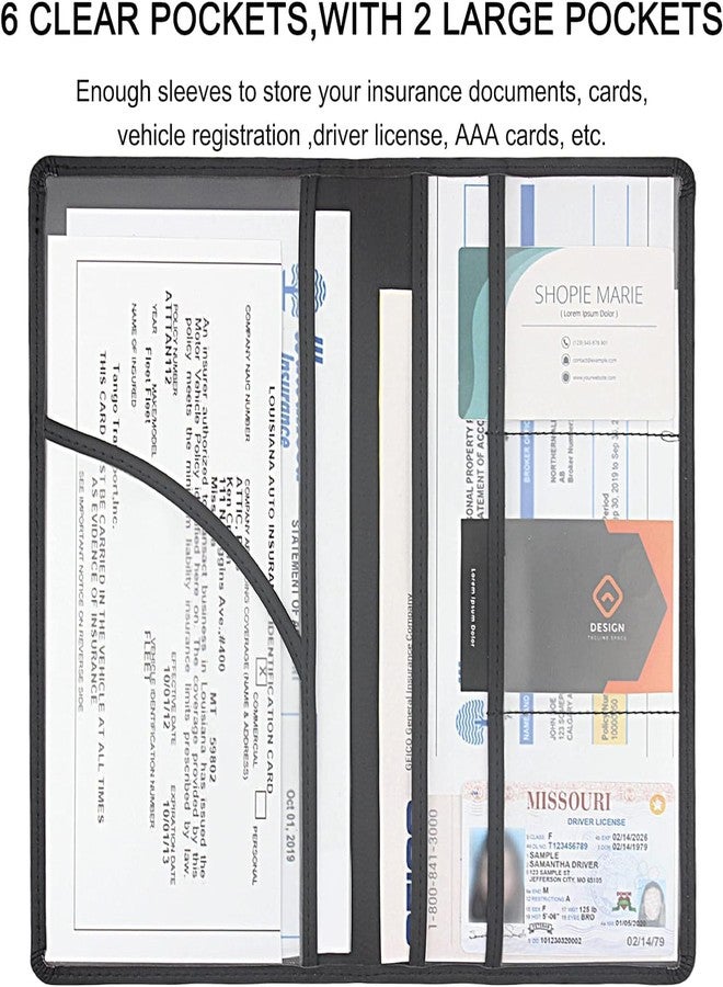 AMIRATE Car Registration and Insurance Card Holder, Vehicle License Document Glove Box Compartment Organizer, Interior Car Accessories for Men & Women - (Grey- 12.5 x 1 x 24 cm) (Black) - Image 5